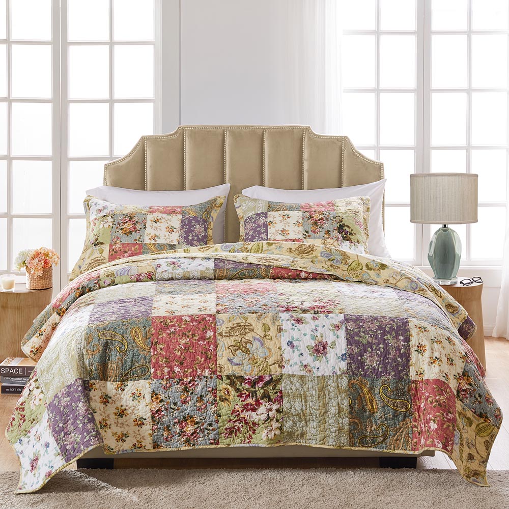 Details about   Greenland Home Blooming Prairie Full 3-Piece Bedspread Set 