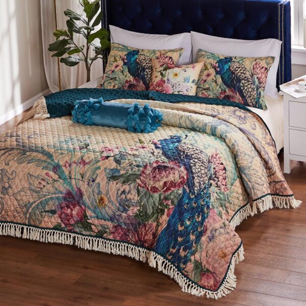 Eden Peacock Quilt Set Greenland Home Fashions