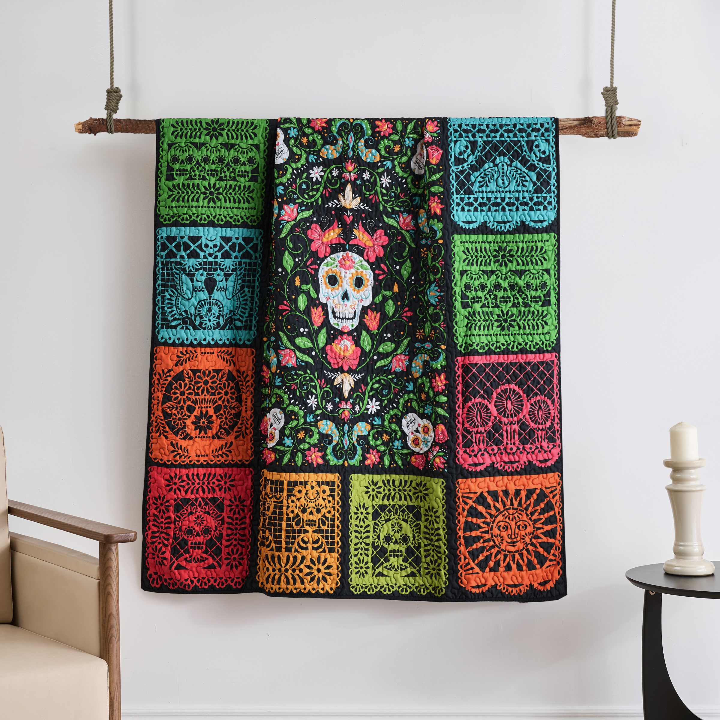 Day of the Dead throw on a stick with ropes 3500